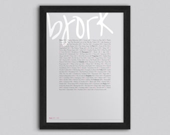 Bjork Discography Print, Album Typography Poster