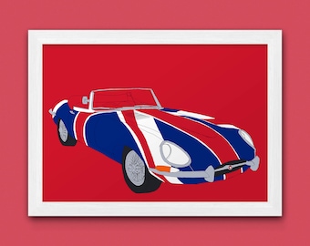 Austin Powers Shaguar Movie Car Print - Austin&#39;s 1970 Jaguar E-Type