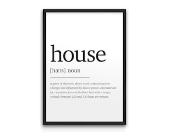 House Music Dictionary Definition Poster – Giclée Print (A4–A1)