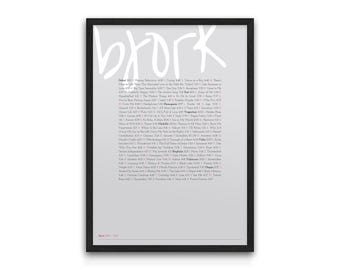 Bjork Discography Print, Album Typography Poster