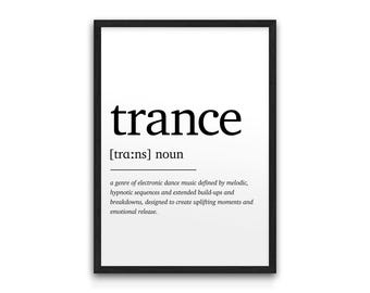 Trance Dictionary Definition Art Print – Minimalist Poster for DJs and Music Lovers