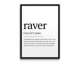Raver Lexikon Definition Kunstdruck - Minimalistisches Poster für Clubbers und Musikliebhaber