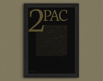2Pac Discography Print, Album Typography Poster