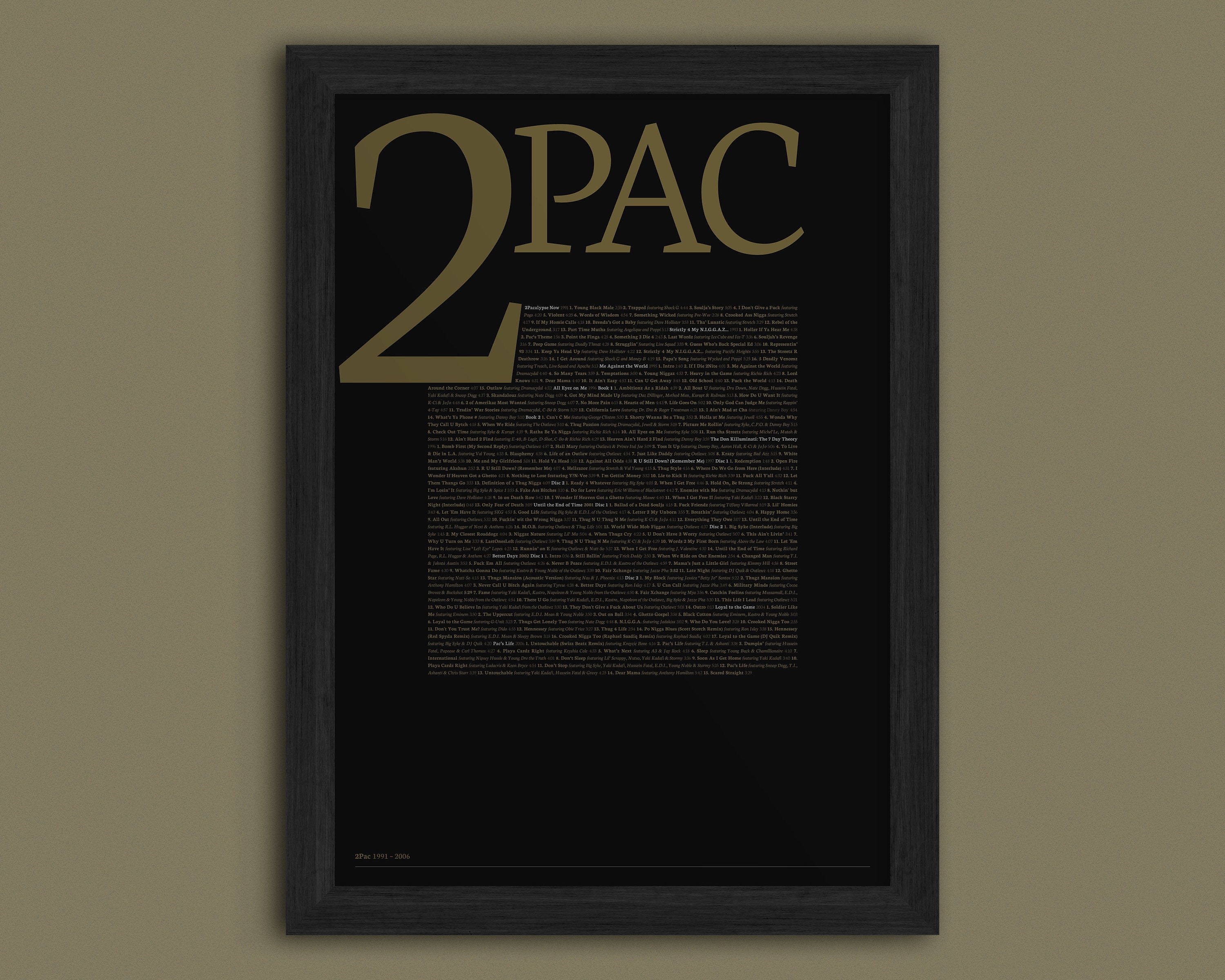 2pac Discography Print, Album Typography Poster - Etsy
