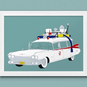 Ecto 1 Film Samochód Wydruk - Oryginalny Pogromcy Duchów Cadillac Miller-Meteor