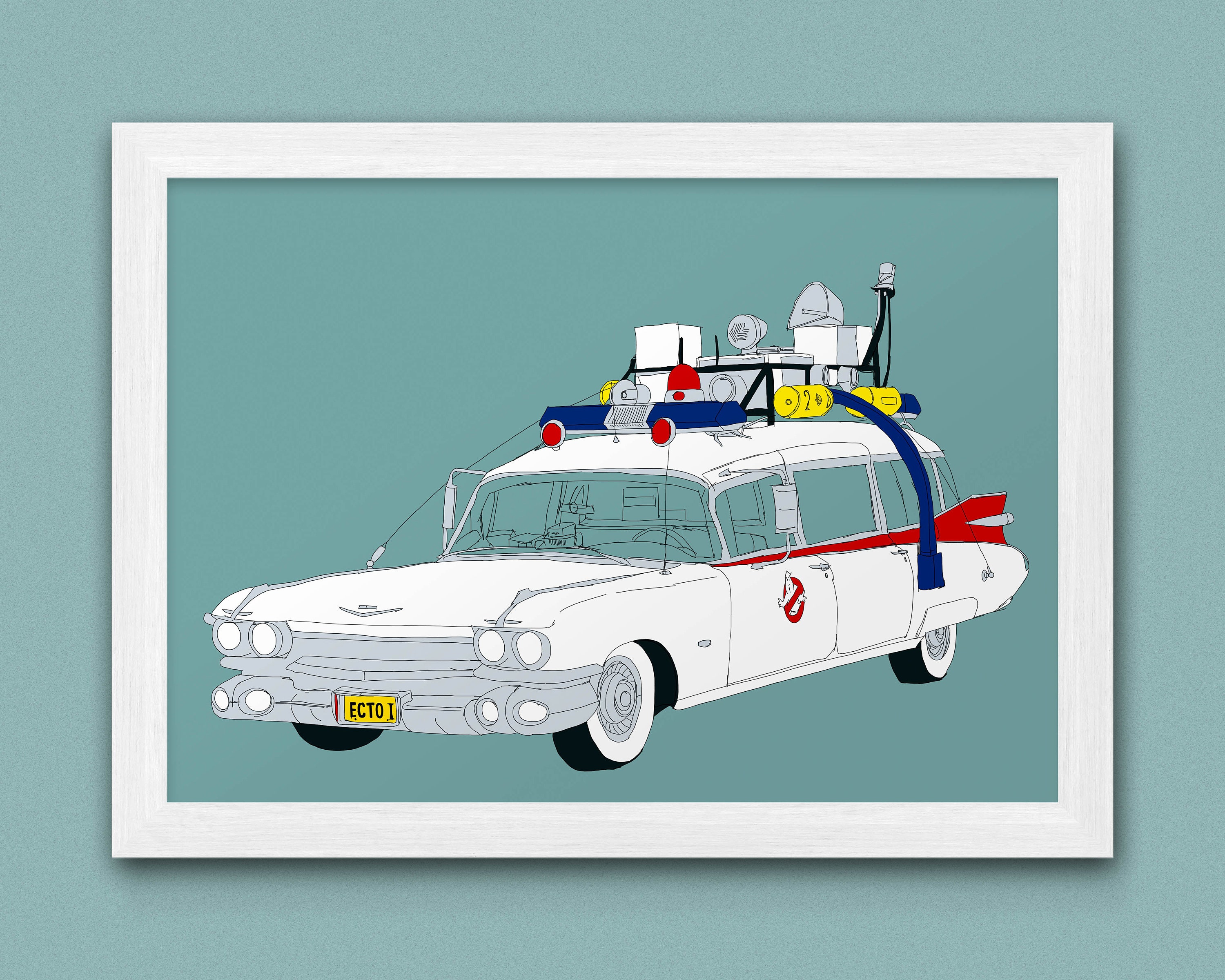 Vintage Reproduction Racing Poster Ghostbusters Ecto 1 Ambulance