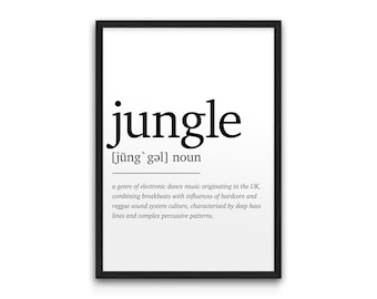 Jungle Dictionary Definition Art Print – Minimalist Poster for DJs and Music Lovers