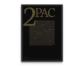 2Pac Discography Print, Album Typography Poster