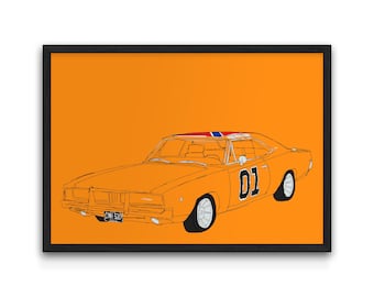 Dukes of Hazzard Movie Car Print - General Lee, 1969 Dodge Charger