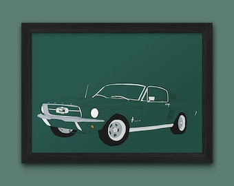 Bullitt Car - Steve McQueen&#39;s 1968 Ford Mustang GT 390 - Movie Car Print