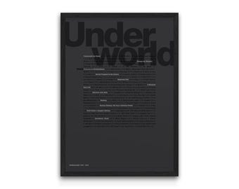 Underworld Discography Print, Album Typography Poster