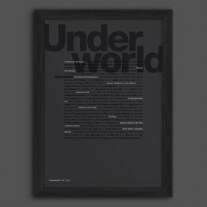 Underworld Discography Print, Album Typography Poster