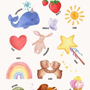 Important Things A3 Stampabile Arte Murale – Graziosa Stampa Digitale Acquerello per la Camera dei Bambini o per la Decorazione della Stanza dei Bambini