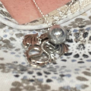 Silver Dragon with egg pendant