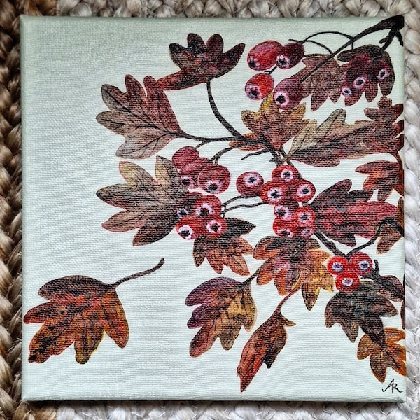 Hawthorn Glory - unique original hand painted acrylic piece.