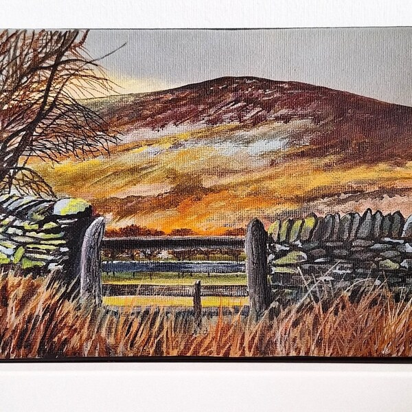 Carrock Fell in Autumn - Cumbria Original Acrylic/mixed media landscape painting