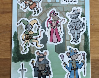 Medieval Mice Sticker Sheet - Renaissance Inspired Characters for Planner, Scrapbook, and Crafts