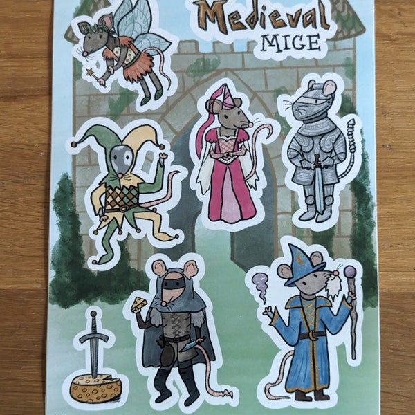 Medieval Mice Sticker Sheet - Renaissance Inspired Characters for Planner, Scrapbook, and Crafts