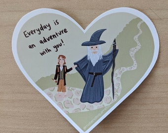 Bilbo Baggins & Gandalf LOTR Hobbit Heart Waterproof Sticker