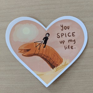 Dune Sandworm Glossy Heart Waterproof Sticker