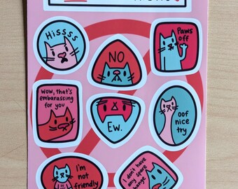 Feminist Anti Cat Calling Sticker Sheet w/ Sassy Cats