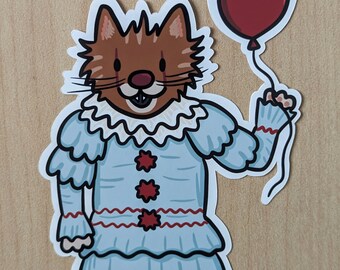 Pennywise Cat Waterproof Sticker "Purrnywise" – A Claw-some Twist on the Iconic Pennywise Clown from It
