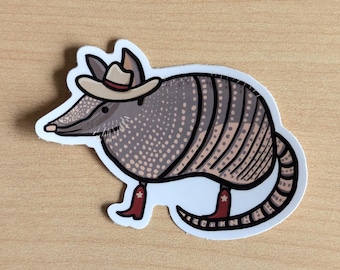 Wild West Cowboy Armadillo Waterproof Sticker