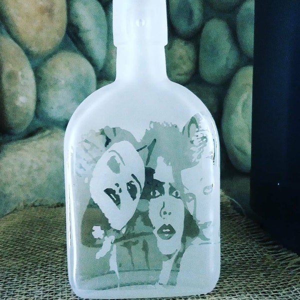 Repurposed, Etched, Rocky Horror Picture Show, Glass bottle,