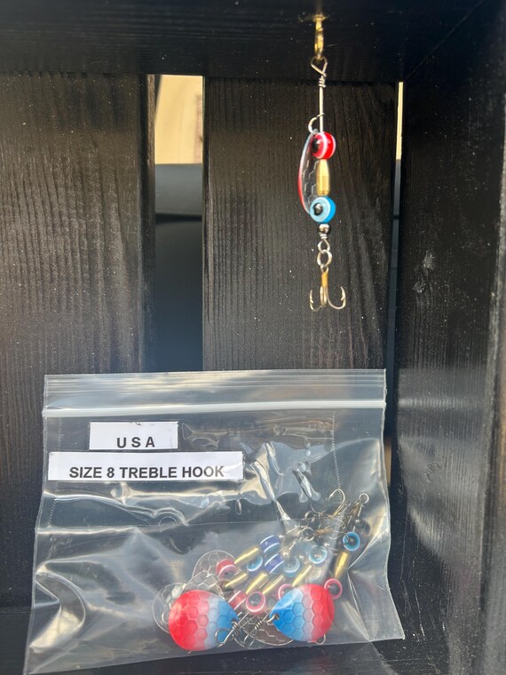 Red White & Blue Beaded Fishing Lure: Size #8 Treble Hook - Etsy