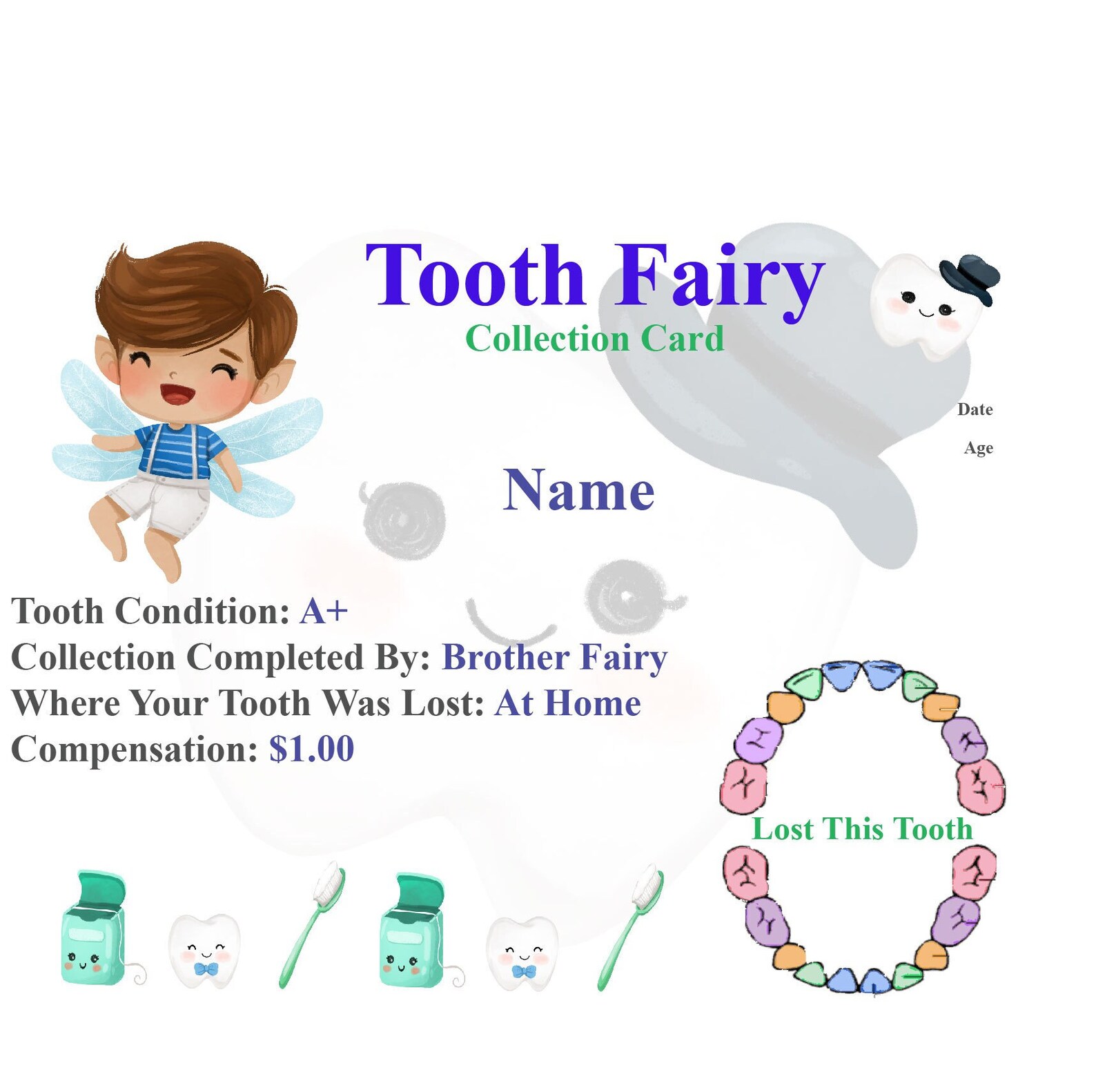Brown Haired Male Tooth Fairy Package Etsy