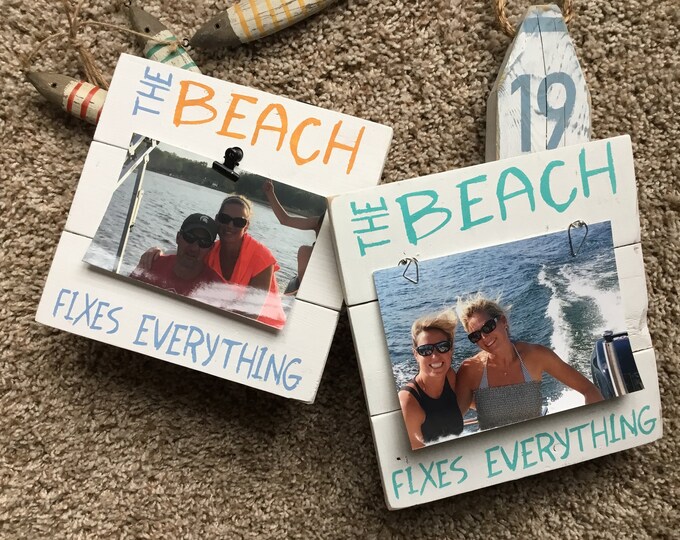 coastal frame The Beach fixes everything picture frame beach decor beach frame coastal decor reclaimed pallet wood beach frame