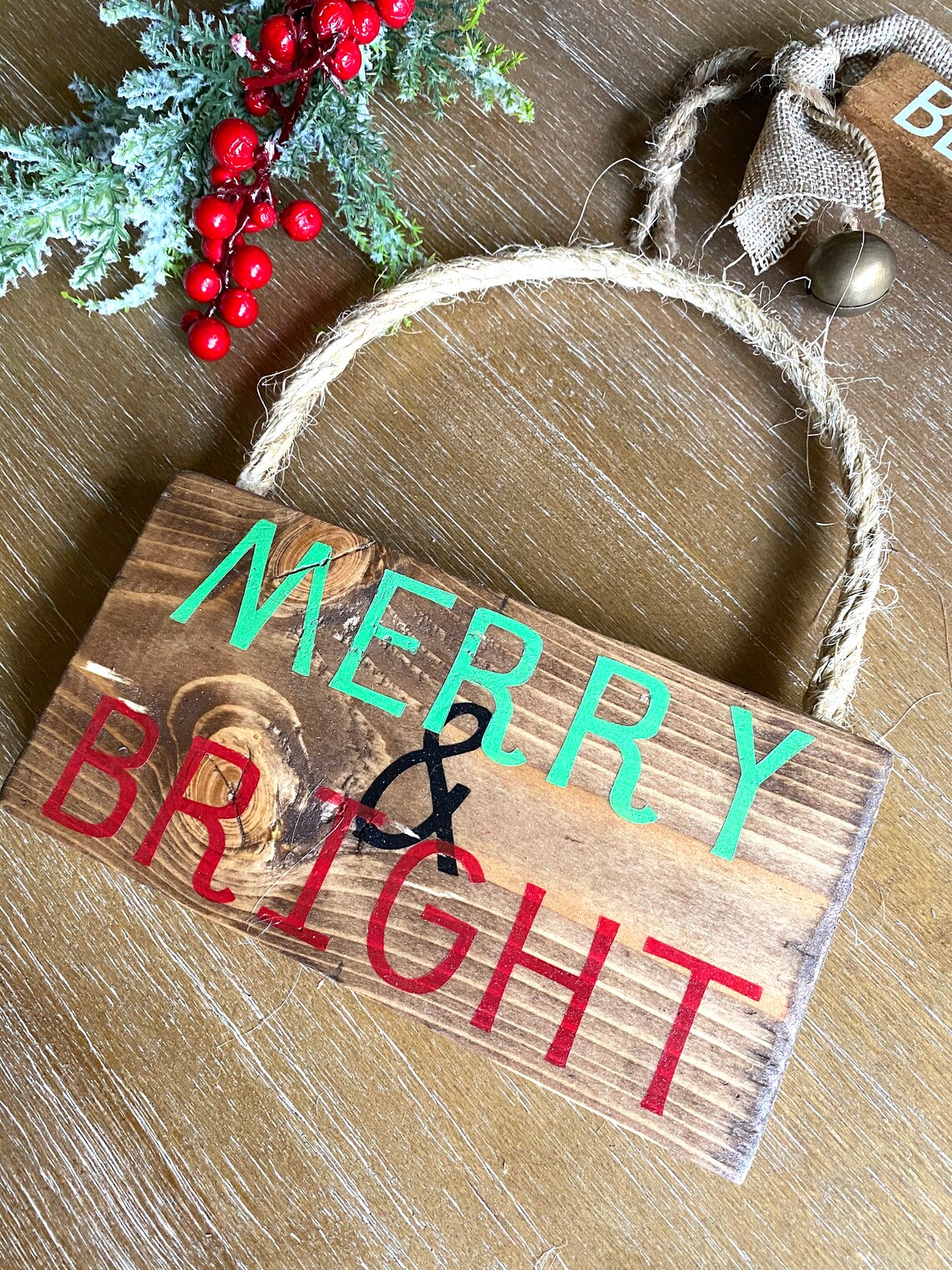 Merry and bright wood sign hanging Christmas signs merry and Etsy