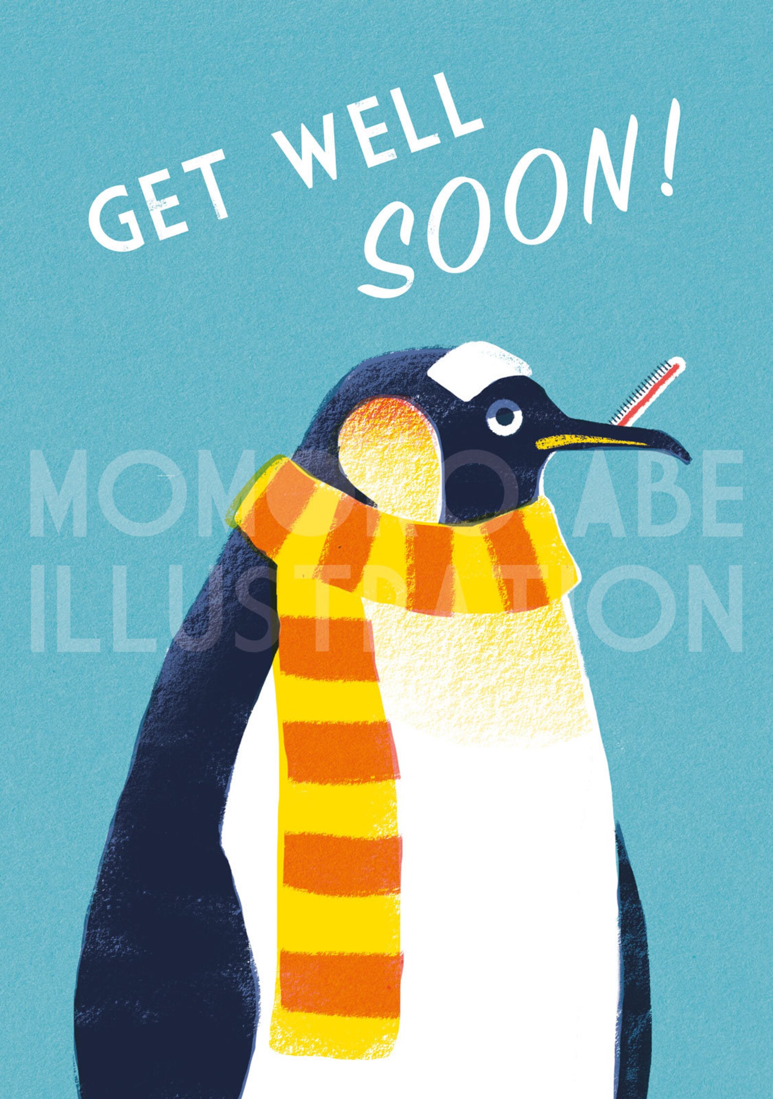 Penguin Get Well Soon Illustration 4x6 Birdie Greeting Card - Etsy