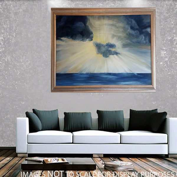 Original Large Seascape Fine Art  Oil Painting Framed   SeaScape and Clouds Oil Painting Cape Town Seaside South Africa