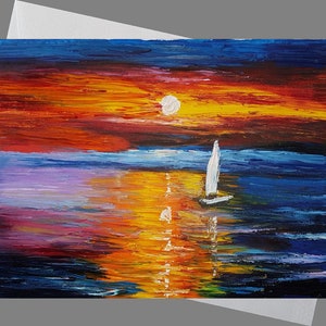 Blank Sailing Card-Happy Birthday Card-Handmade Card-Art Birthday Card-Art Greeting Card-Art Post Cards|Greeting Cards|