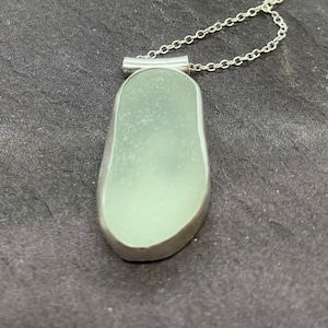 SILVER SEA GLASS necklace, handmade green jewellery, ocean wave pendant, best friend birthday gift, anniversary gift for wife/girlfriend