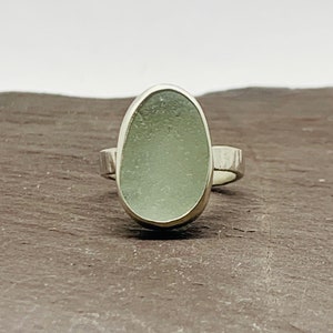 Handmade silver seaglass ring - statement ring size L - ideal gift idea for wife, girlfriend, best friend