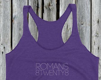 Romans 8 28, Workout tank for women christian, Running tanks for women bible verse, Jesus shirt for women, Christian shirt, Gift for runner