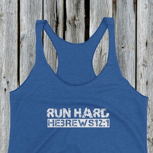 Workout tank for women christian, Christian tank top, Bible verse tank, Jesus shirt for women, Christian shirt, Gift for runner, Run Hard