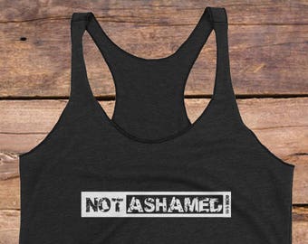 Not Ashamed, Workout tank for women Christian, Christian tank top, Bible verse tank, Jesus shirt for women, Christian shirt, Gift for runner
