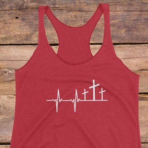 Heartbeat design Workout tank for women Christian, Christian tank top, Bible verse tank, Jesus shirt for women, Christian shirt, Gift for ru