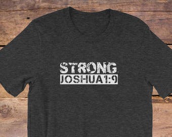 Camiseta cristiana Josué 1:9, camiseta de fe con versículo bíblico