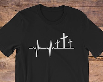 Christian Heartbeat T-Shirt, Faith Graphic Tee, Baptism Gift