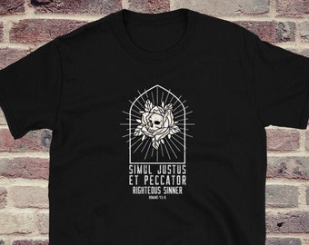 Simul Justus et Peccator/Righteous Sinner/Romans 4/Christian shirt for Men/Christian T-Shirt/Christian gift/baptism gift/Bible verse t shirt