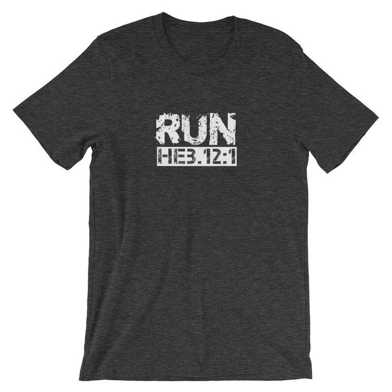 Camisa de 1/cristiana Hebreos 12 para hombres y cristiana gráfico regalo de T-Shirt/cristiano/Bautismo regalo/Biblia verso t camisas de fe camiseta regalo para el corredor imagen 2