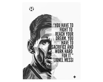 Pósteres satinados con citas motivacionales de Lionel Messi (210 g/m2)