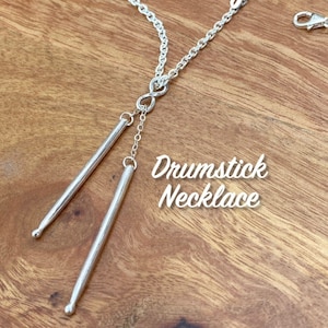 Drumstick Necklace Solid Sterling Silver 925 With 2 Inches Adjustable Chain With Lobster Lock And Option Of 2mm Figaro Chain Or Cable Chain.