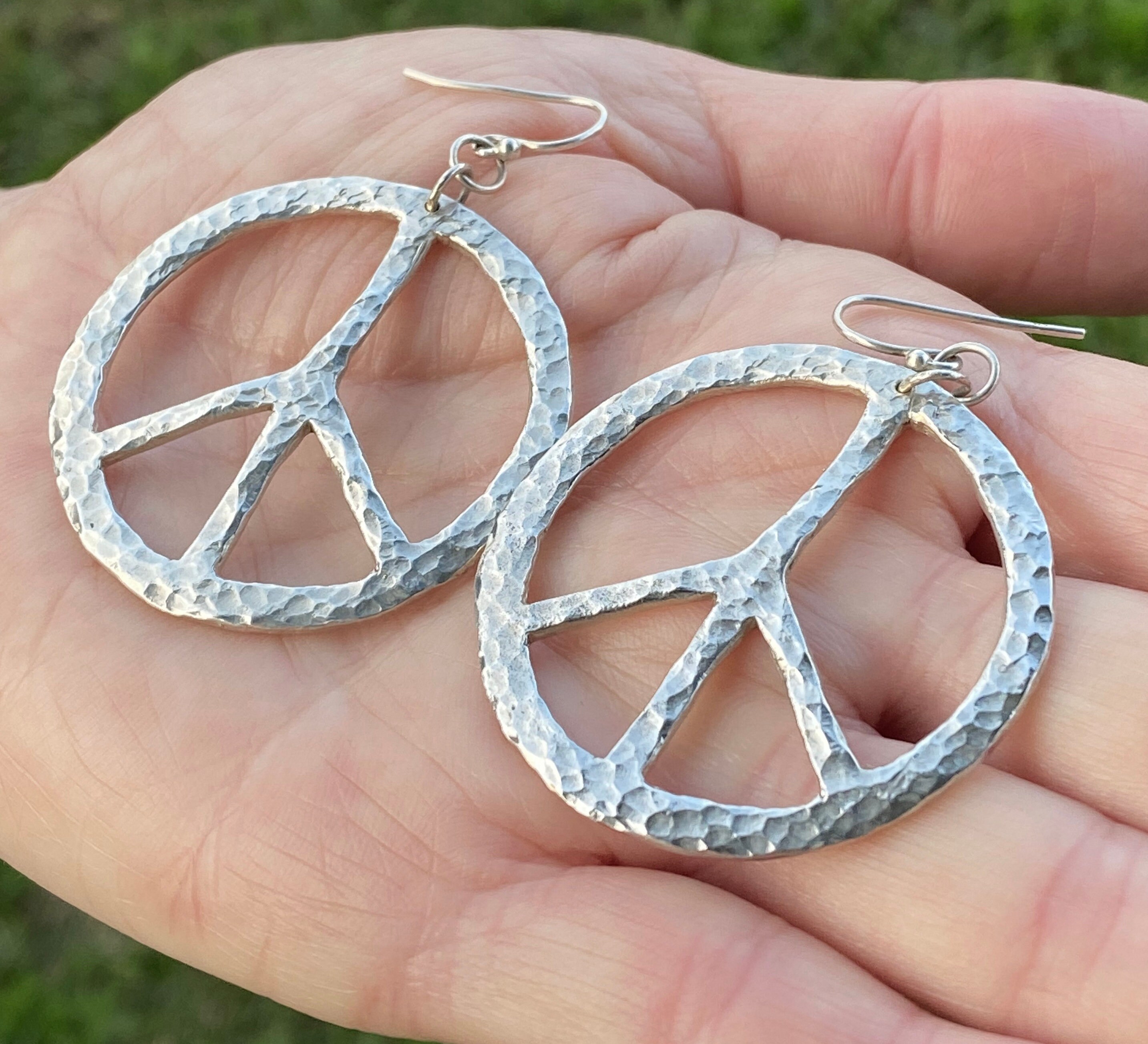 Peace sign hoop earrings Clearance