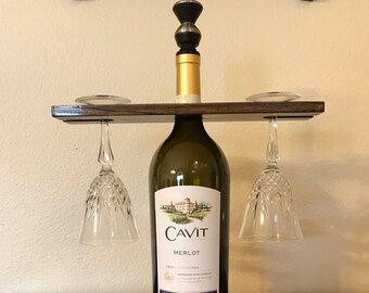 Wooden Glass Holder Etsy