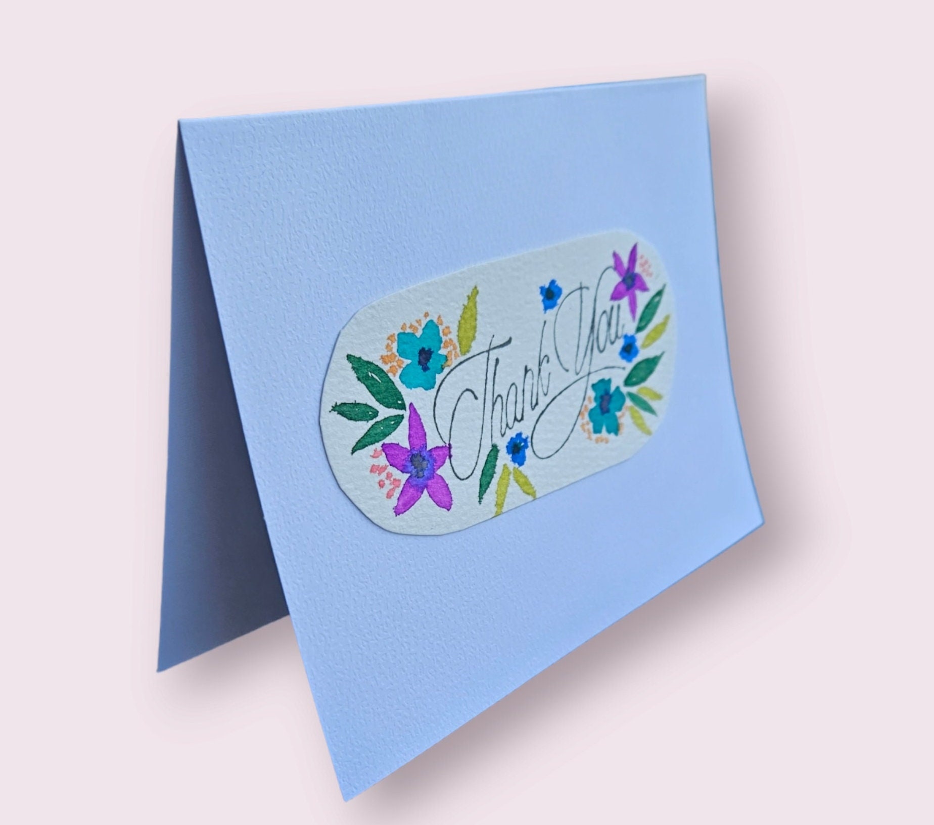 Floral Thank You Watercolor Greeting Card - Etsy